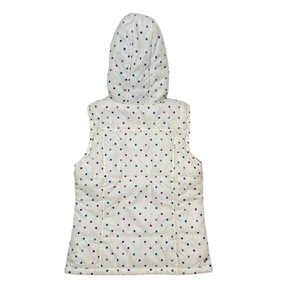 Burton DryRide‎ Sly Puffer Vest Women’s Size Large White Polka Dot Faux Fur Hood - Picture 2 of 10